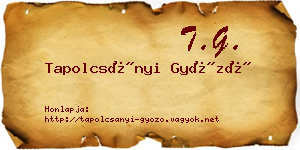 Tapolcsányi Győző névjegykártya
